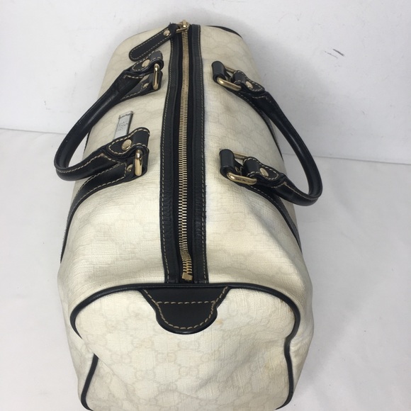 Authentic Gucci white Boston satchel bag coated canvas - Picture 13 of 16